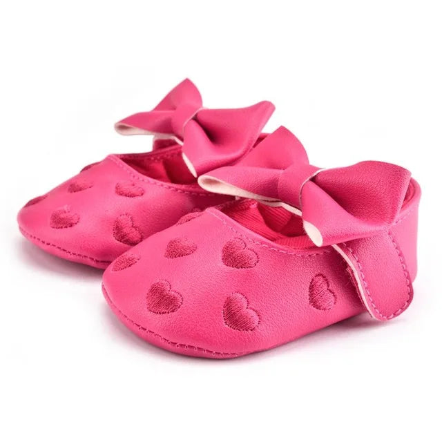 PU Leather Baby Moccasins - Bow Fringe Crib Shoes