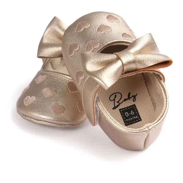 PU Leather Baby Moccasins - Bow Fringe Crib Shoes