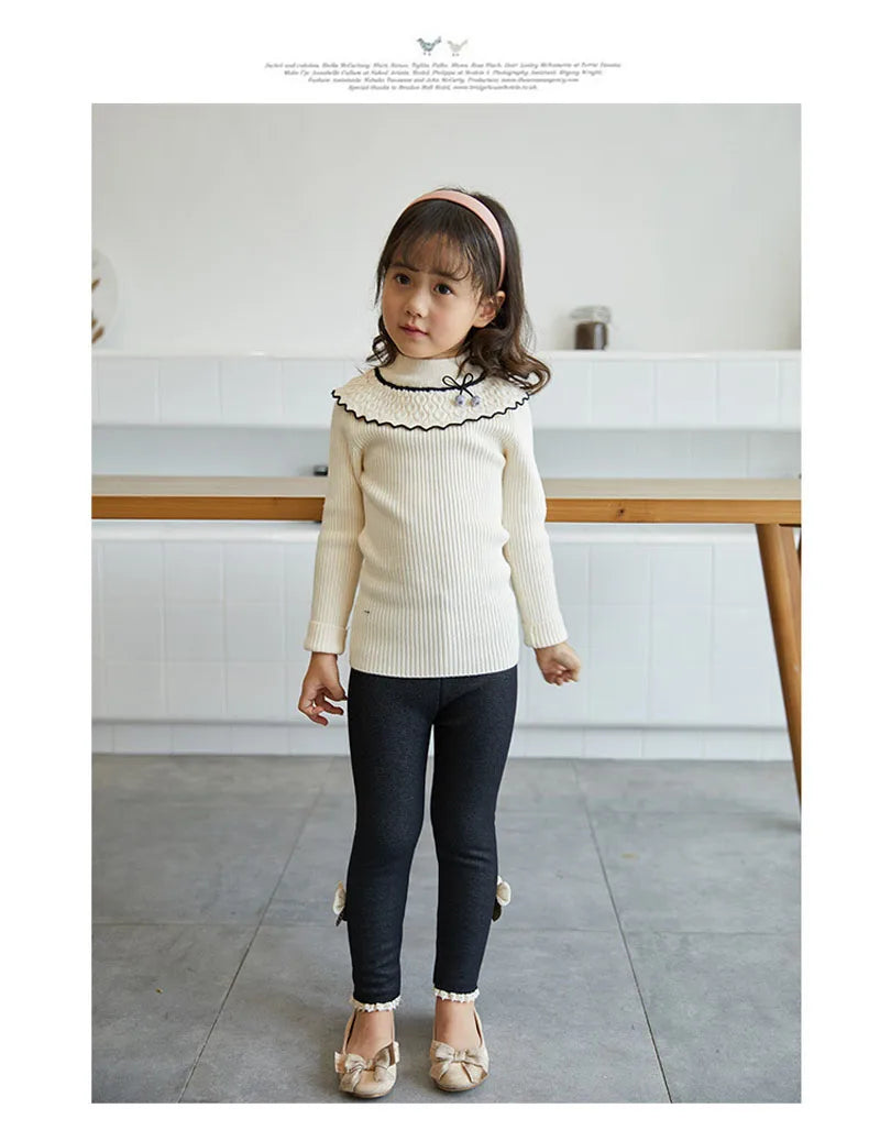 Bow Bottom Leggings - Cozy Pants for Girls (Winter/Spring)