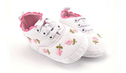 Floral Embroidered Baby Girl Soft Shoes