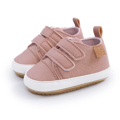 Rubber Sole Baby Sneakers - Solid Color Non-Slip Shoes