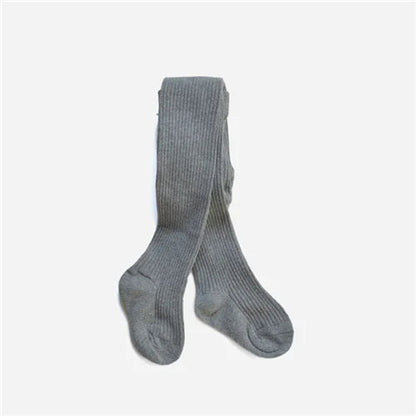 Solid Cotton Knitted Girls' Tights - Cozy Leggings for Kids
