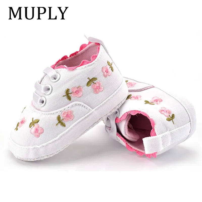 White Lace Floral Baby Girl Shoes