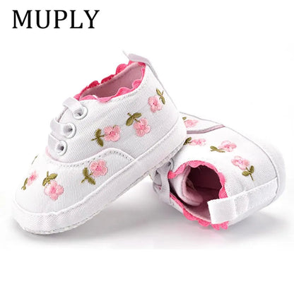 White Lace Floral Baby Girl Shoes