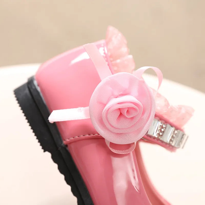 Cute Bowknot Rhinestone Flower Shoes (3-11 Years)