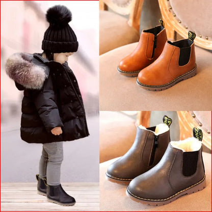 Kids Fashion Boots - Zippered Snow Boots