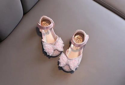 Summer Princess Sandals: Sequin Bow Rhinestone Flat Girls' Shoes