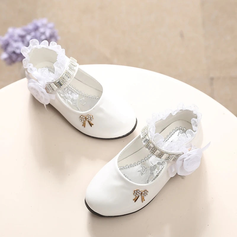 Cute Bowknot Rhinestone Flower Shoes (3-11 Years)