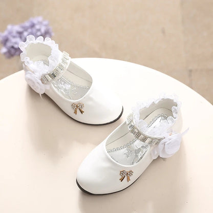 Cute Bowknot Rhinestone Flower Shoes (3-11 Years)