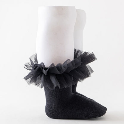 Puffy Mesh Lace Flower Kids Sock