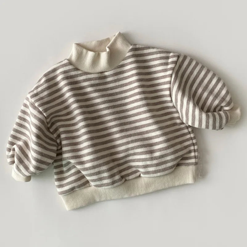 Cozy Striped High-neck Sweatshirt for Babies