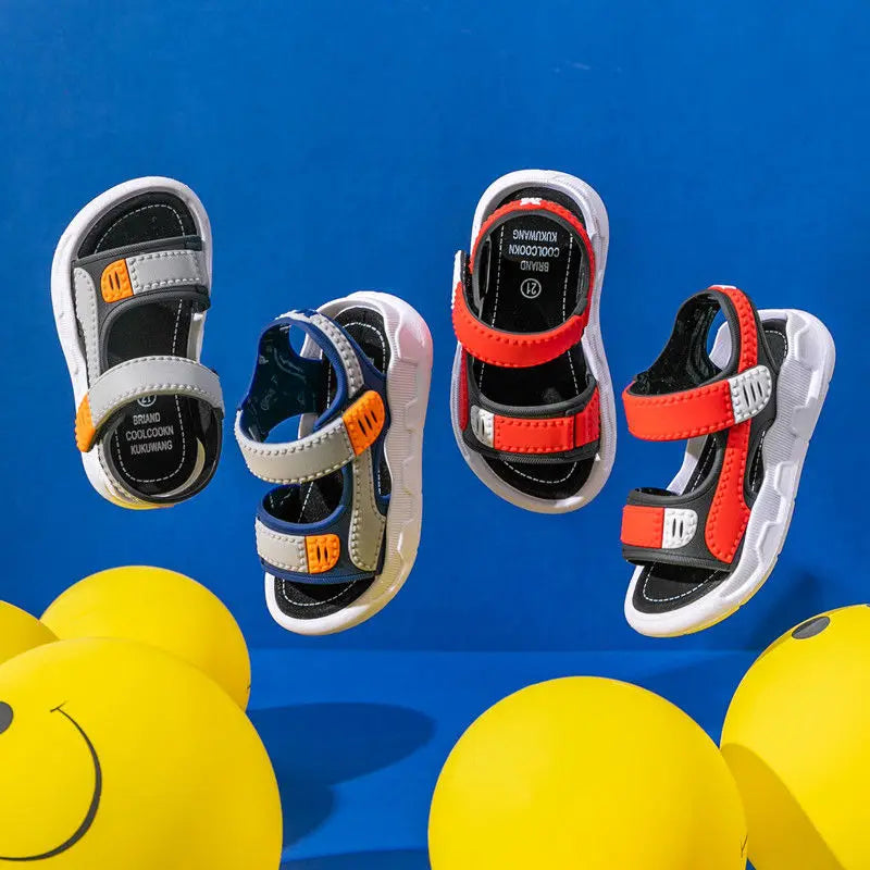 Summer Leather Sandals: Kids' Flat Non-slip Casual Toddler Sandals