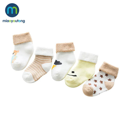 5 Pairs Thicken Cartoon Comfort Cotton Newborn Socks