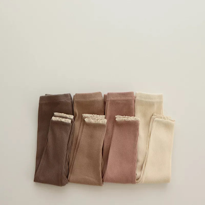 Baby Knitted Candy Color Pants - Toddler Girls Ribbed Leggings