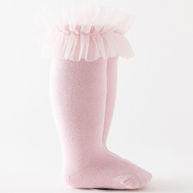 Puffy Mesh Lace Flower Kids Sock