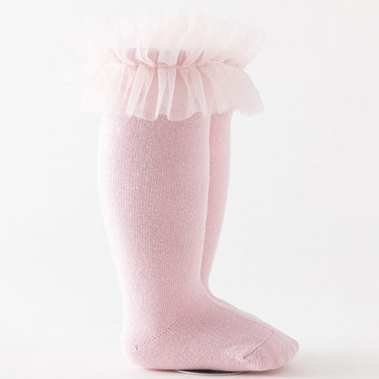 Puffy Mesh Lace Flower Kids Sock
