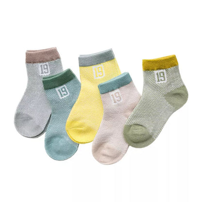 5 Pairs Infant Baby Socks (Newborn-2Y) - Cotton Mesh, Cute & Comfy