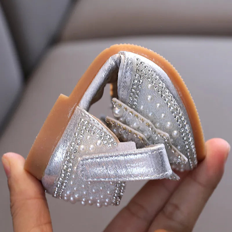 Summer Princess Sandals: Sequin Bow Rhinestone Flat Girls' Shoes