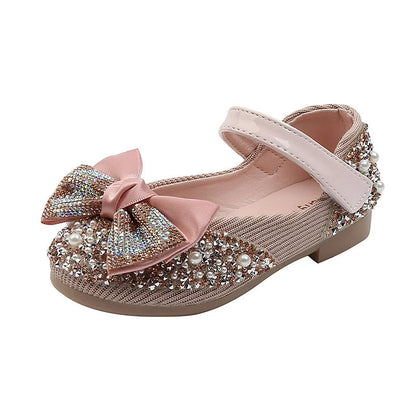 Rhinestone Bow Princess Shoes - Girls' Party Dance Flats