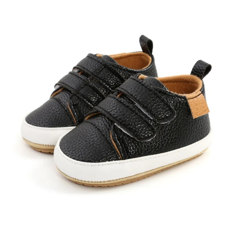 Rubber Sole Baby Sneakers - Solid Color Non-Slip Shoes