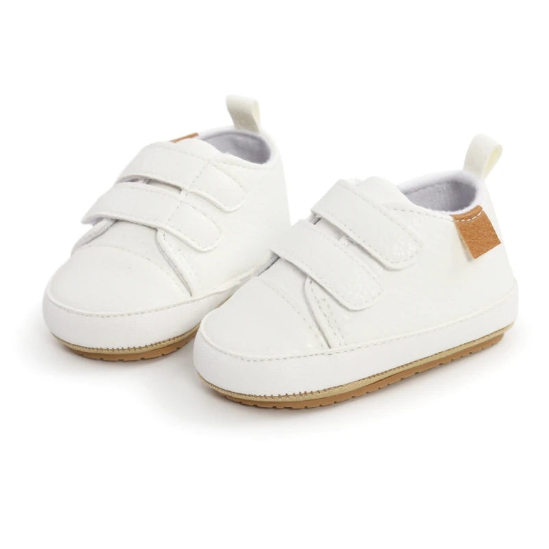 Rubber Sole Baby Sneakers - Solid Color Non-Slip Shoes