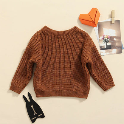 Autumn Long-Sleeved Knitted Sweater for Babies
