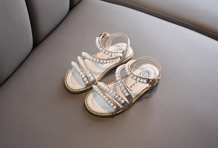 Bling Rhinestone Princess Sandals: Fashionable Summer Shoes for Little