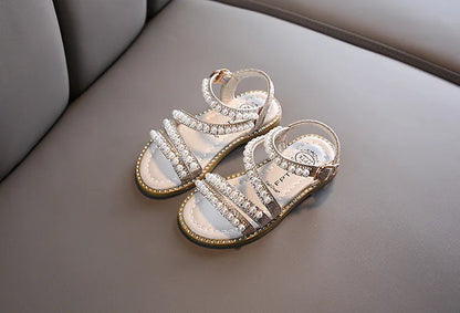 Bling Rhinestone Princess Sandals: Fashionable Summer Shoes for Little