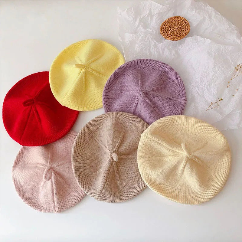 Fashion Baby Beret: Vintage Knitted Hat for Kids