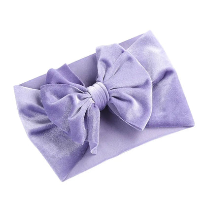 Solid Velvet Baby Bow Headband - Winter Hair Accessory