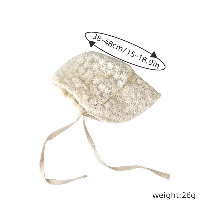 Summer Lace Flower Baby Hat: Princess Infant Sun Cap