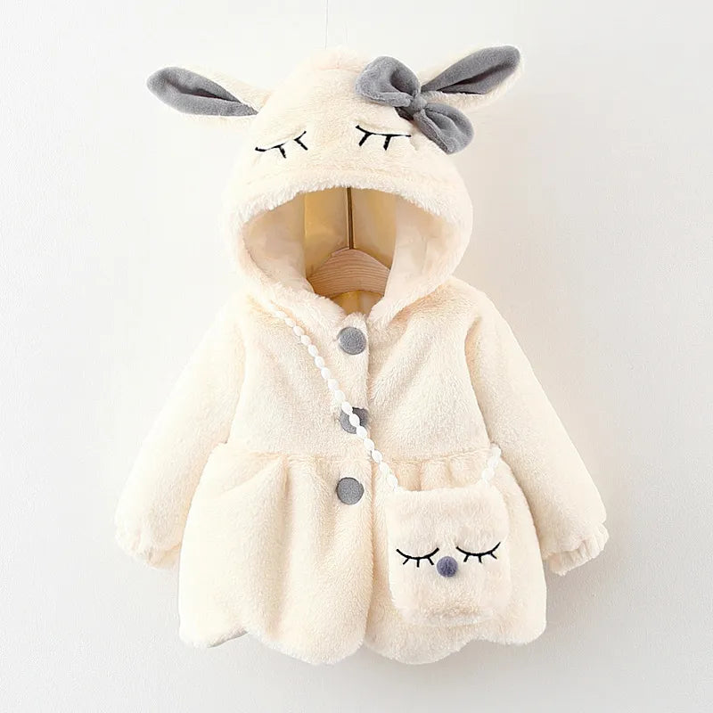 Cute Rabbit Ears Baby Jacket - Warm Hooded Outerwear