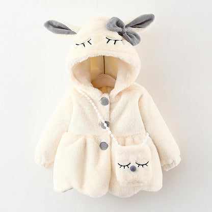 Cute Rabbit Ears Baby Jacket - Warm Hooded Outerwear