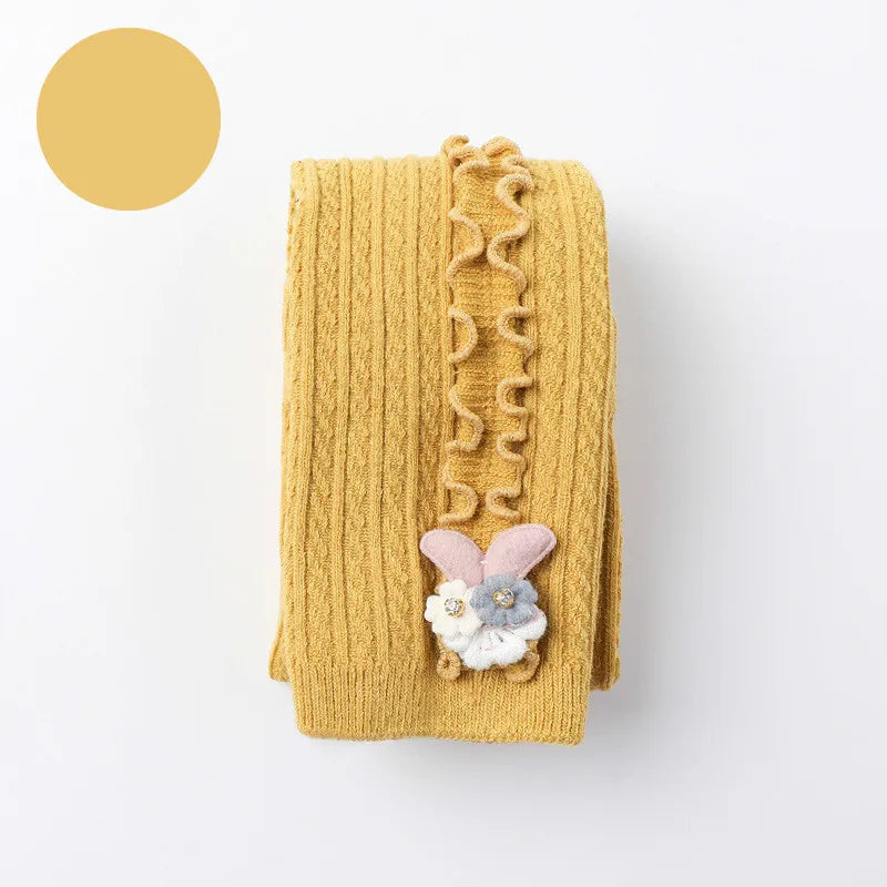 Cozy Ribbed Cotton Tights for Baby Girls - Stylish Warmth in Every Color