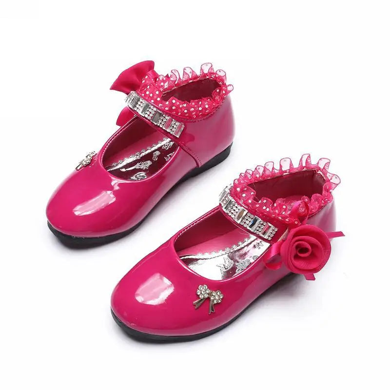 Cute Bowknot Rhinestone Flower Shoes (3-11 Years)