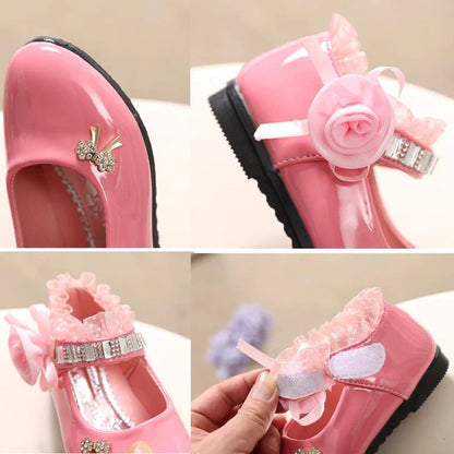 Cute Bowknot Rhinestone Flower Shoes (3-11 Years)