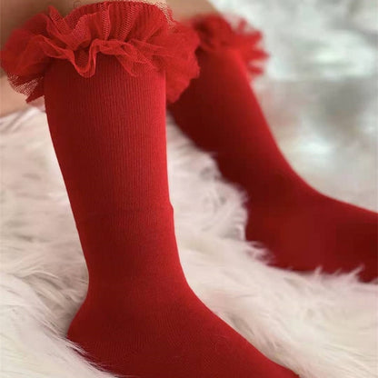 Puffy Mesh Lace Flower Kids Sock