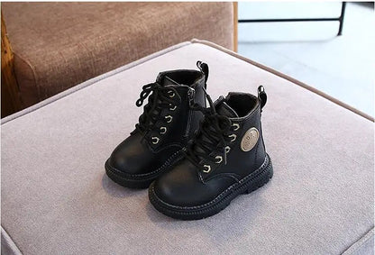 Autumn/Winter Kids' Plush Leather Boots (Size 21-30)