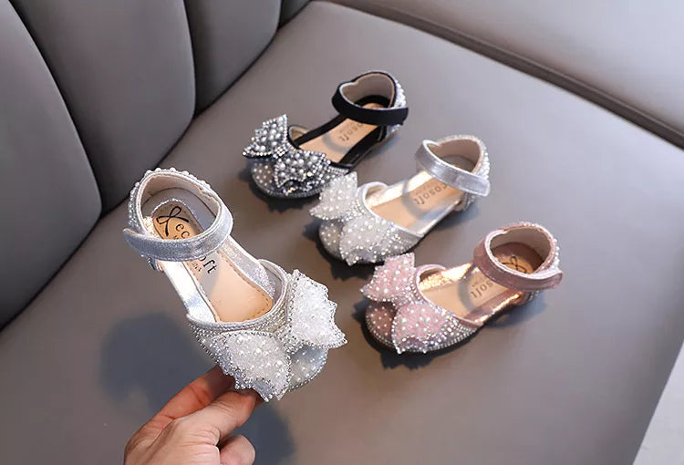 Summer Princess Sandals: Sequin Bow Rhinestone Flat Girls' Shoes