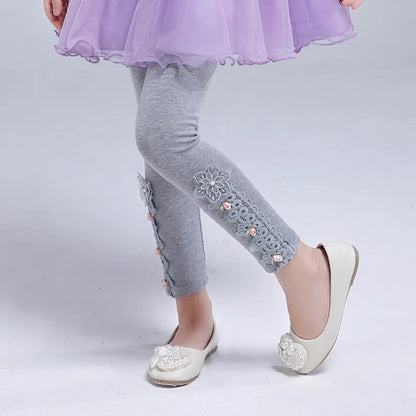 Girls' Spring Leggings - Cartoon Print Skinny Pants