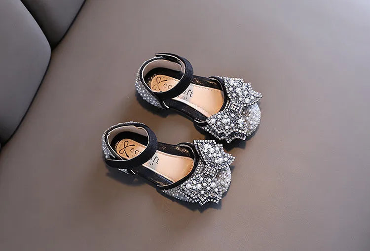 Summer Princess Sandals: Sequin Bow Rhinestone Flat Girls' Shoes