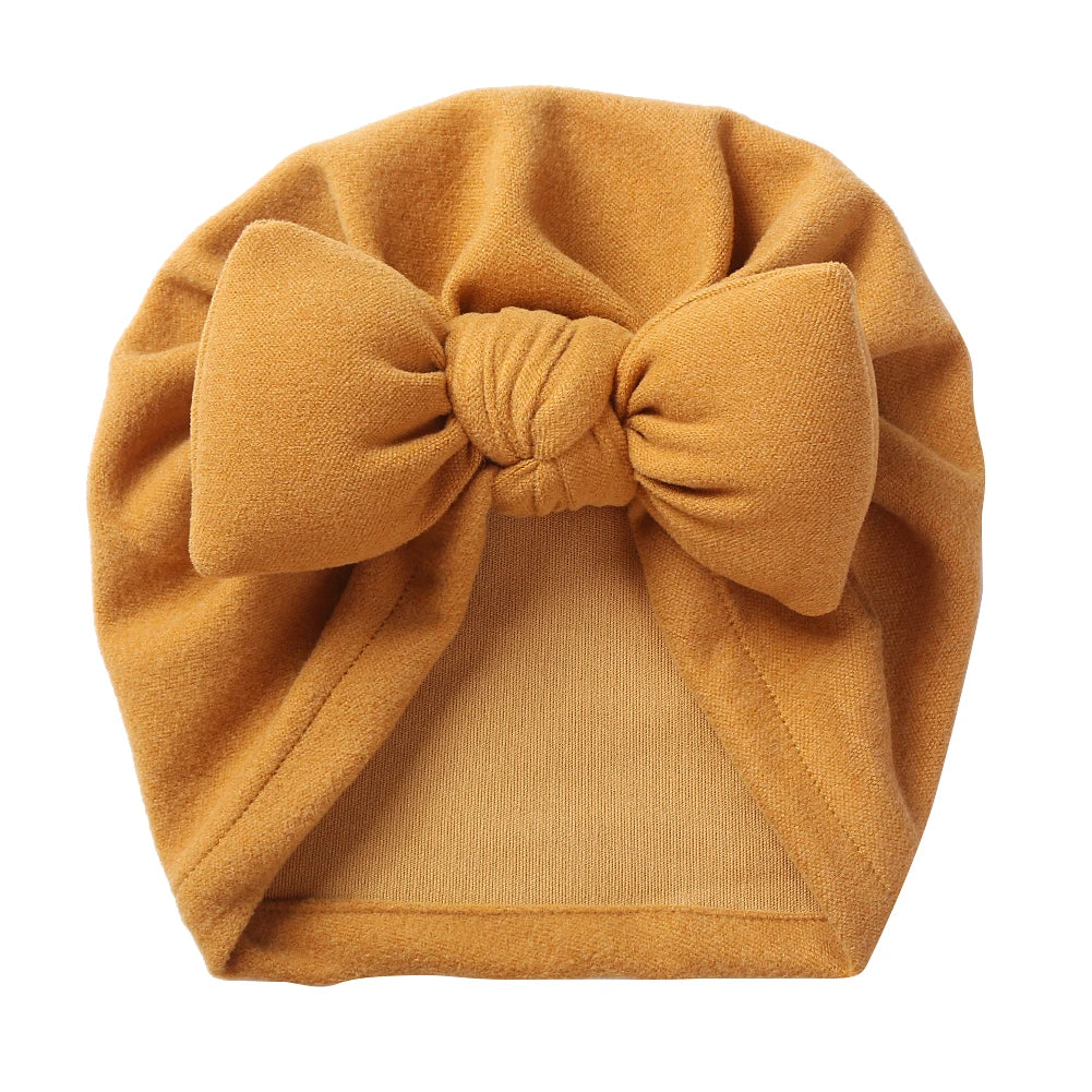 Cashmere Baby Hat: Warm Bow Topknot Bonnet