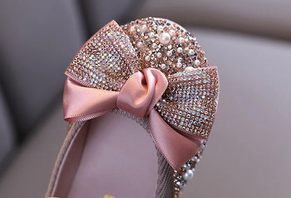 Rhinestone Bow Princess Shoes - Girls' Party Dance Flats