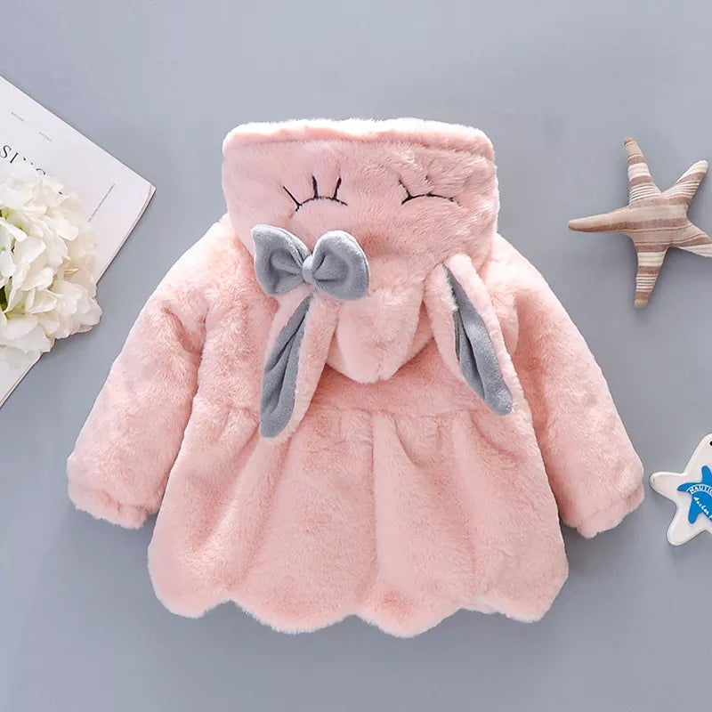Cute Rabbit Ears Baby Jacket - Warm Hooded Outerwear