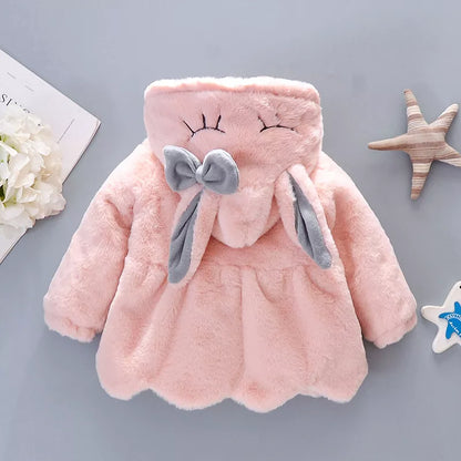 Cute Rabbit Ears Baby Jacket - Warm Hooded Outerwear