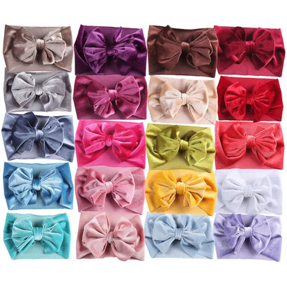 Solid Velvet Baby Bow Headband - Winter Hair Accessory