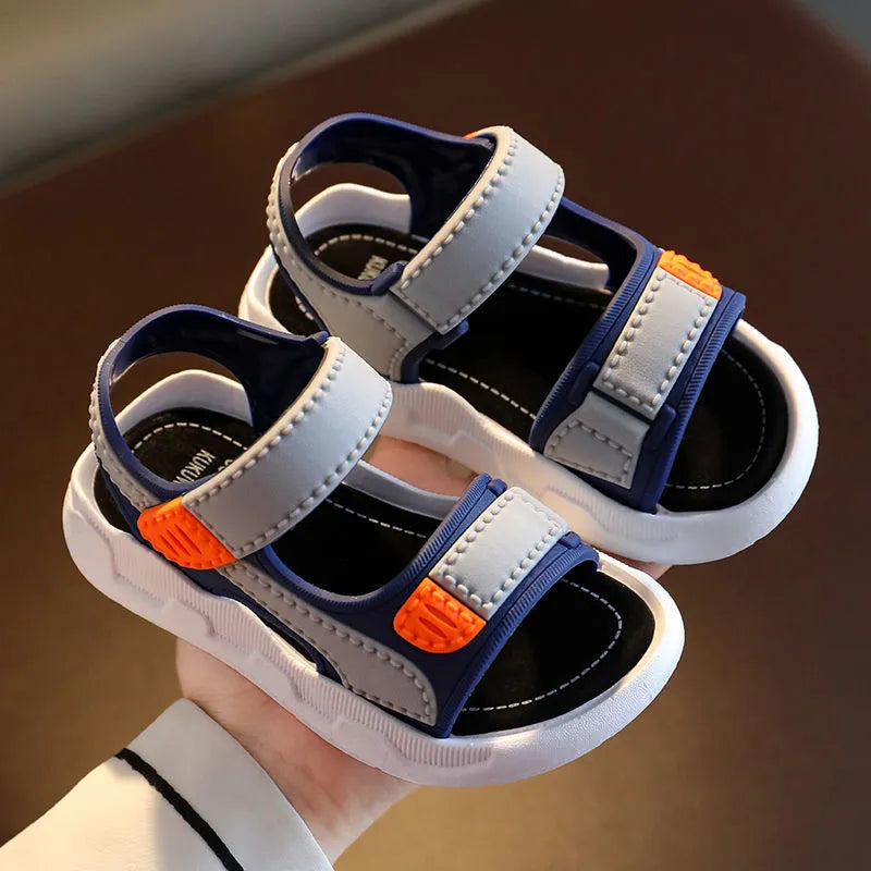 Summer Leather Sandals: Kids' Flat Non-slip Casual Toddler Sandals