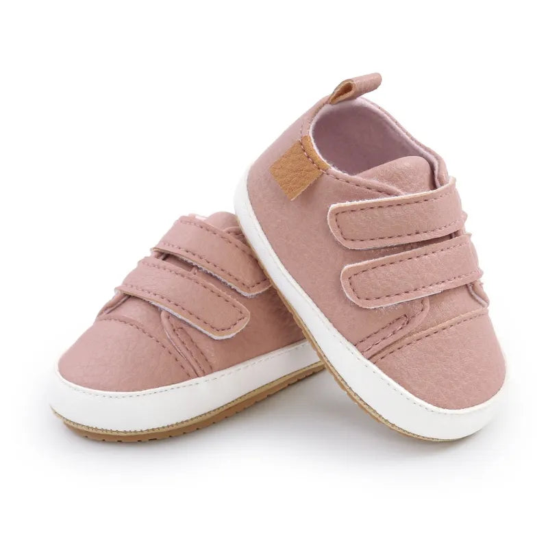 Rubber Sole Baby Sneakers - Solid Color Non-Slip Shoes