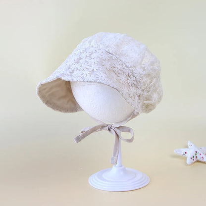 Summer Lace Flower Baby Hat: Princess Infant Sun Cap