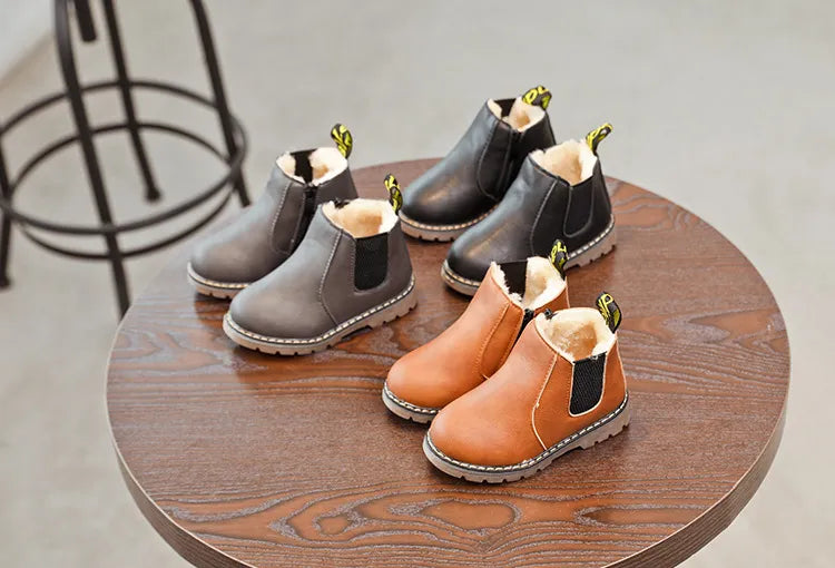 Kids Fashion Boots - Zippered Snow Boots